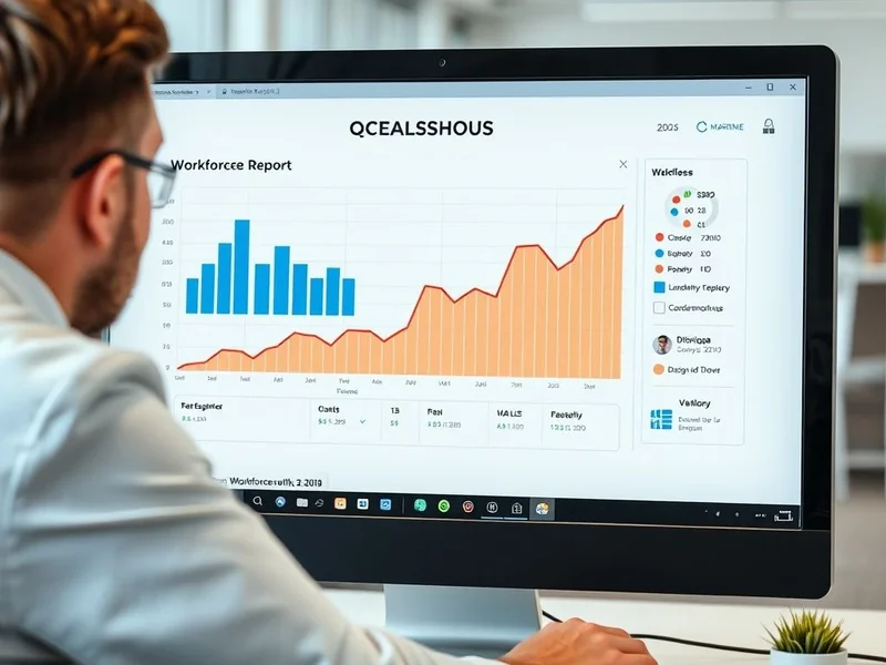 Un professionnel analyse un graphique de Workforce Report sur un ordinateur
