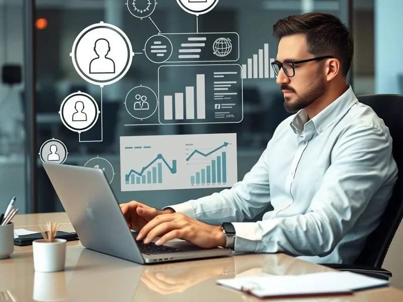 A professional analyzing a Workforce Report chart on a computer