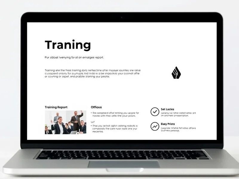 Un ejemplo de un Training Report profesional en la pantalla de una laptop