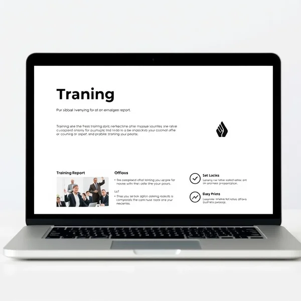 Un ejemplo de un Training Report profesional en la pantalla de una laptop