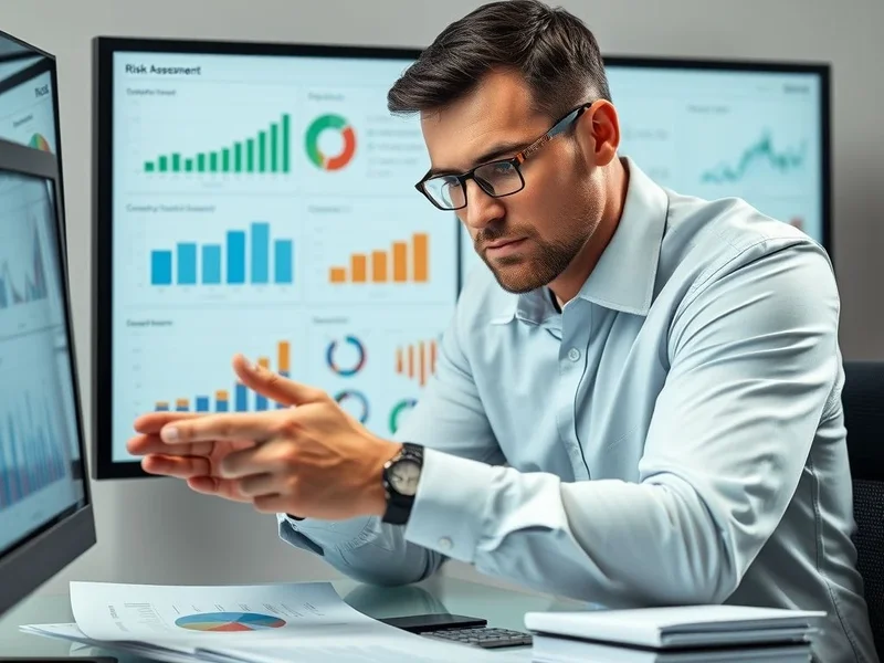 Um profissional analisando gráficos para um Business Risk Report