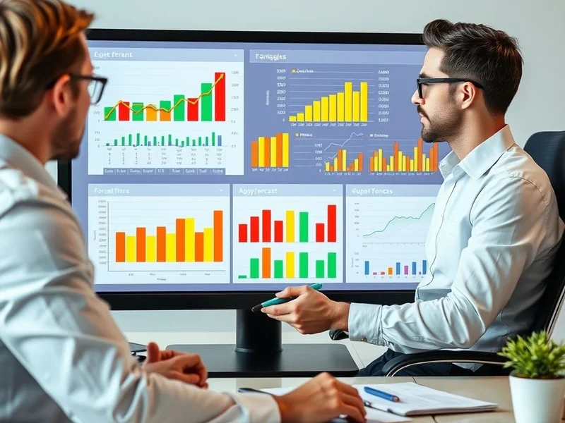 A professional analyzing charts for a Budget Forecast Report