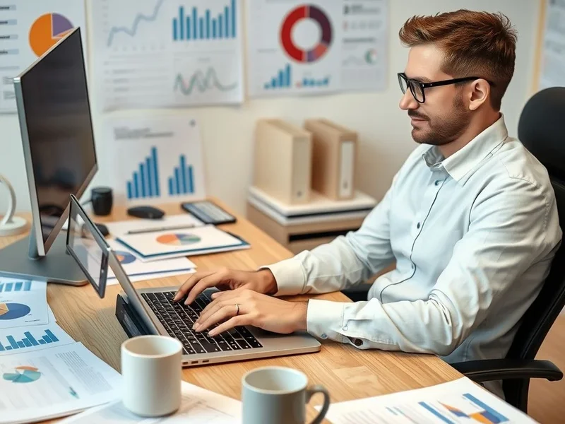 Bir çalışan masasındaki Department Report belgesini yazıyor