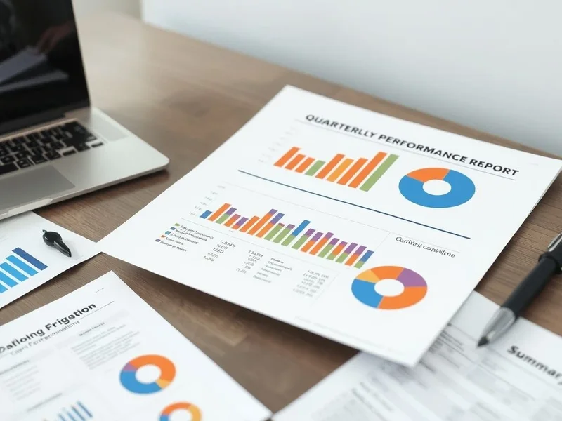 Een afbeelding van een professionele Quarterly Performance Report op een bureau