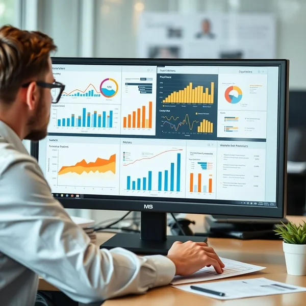 A professional analyzing a Workforce Report chart on a computer