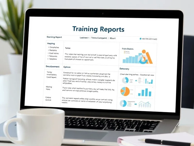 Een voorbeeld van een professioneel Training Report op een laptopscherm