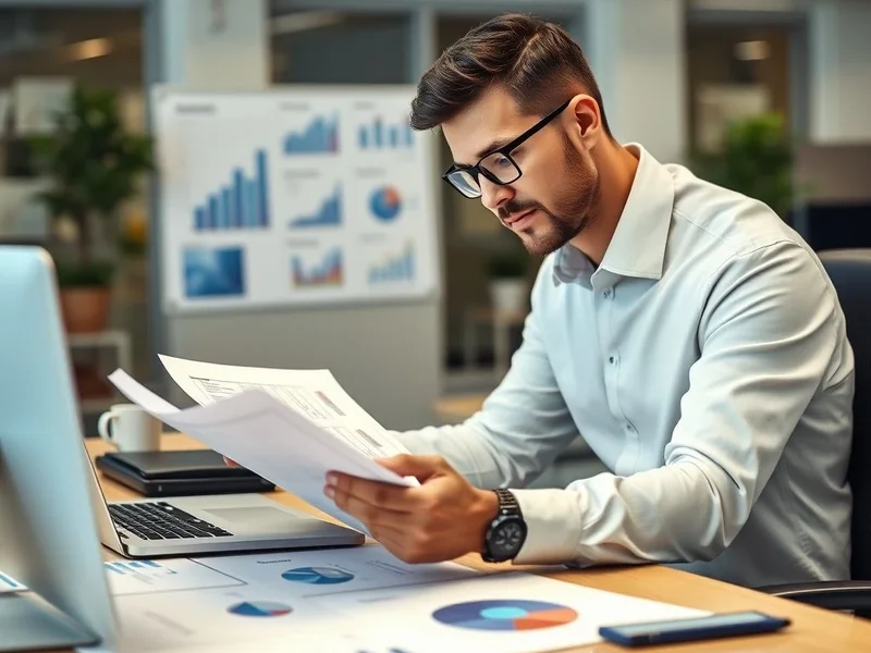 An employee writing a Department Report at their desk
