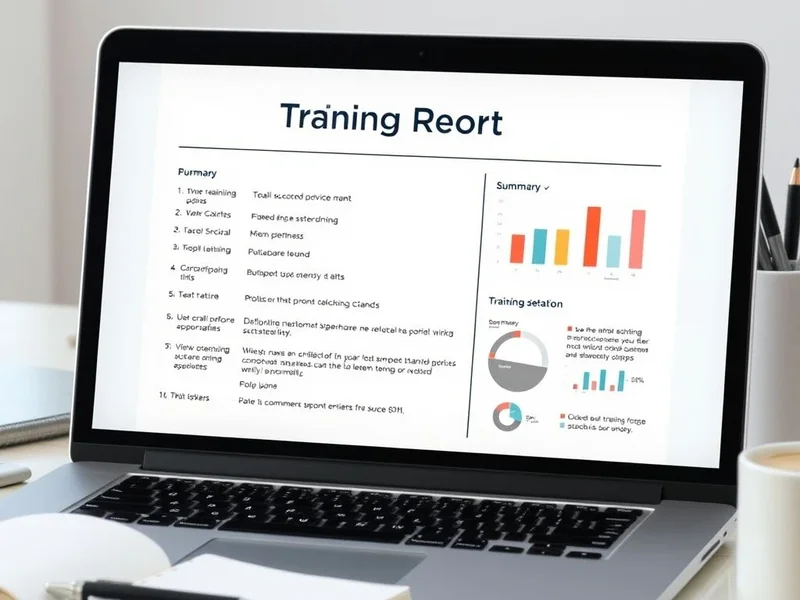 Пример профессионального Training Report на экране ноутбука