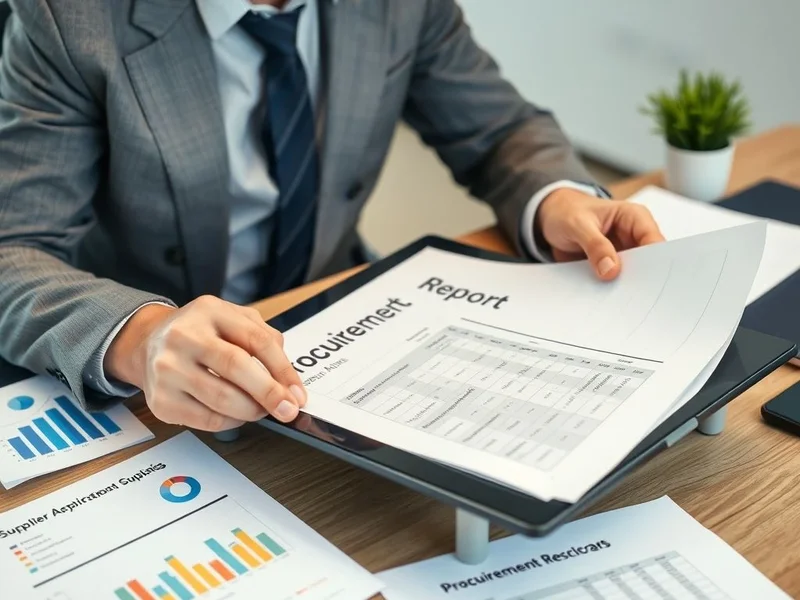 Một chuyên gia đang phân tích Procurement Report trên máy tính bảng