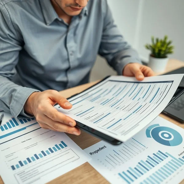 Un professionnel analysant un Procurement Report sur une tablette