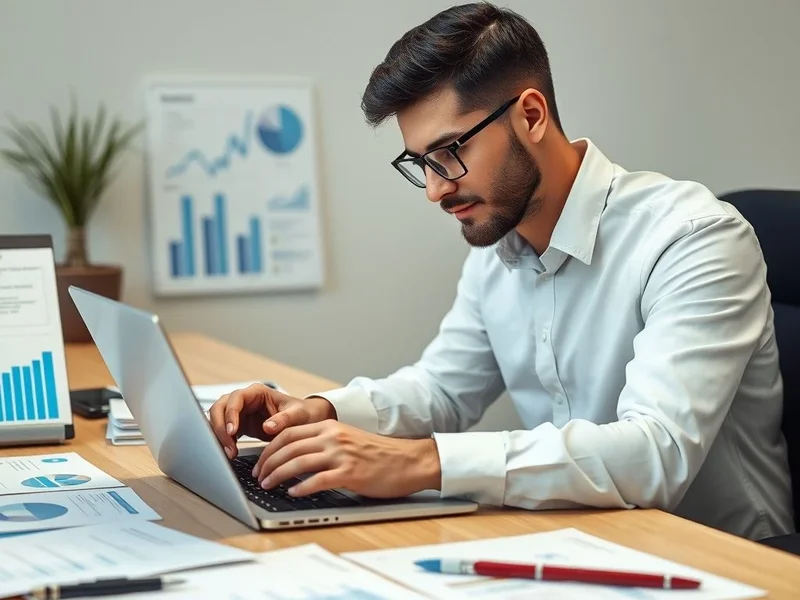 Un professionnel rédigeant un Project Status Report sur un ordinateur portable