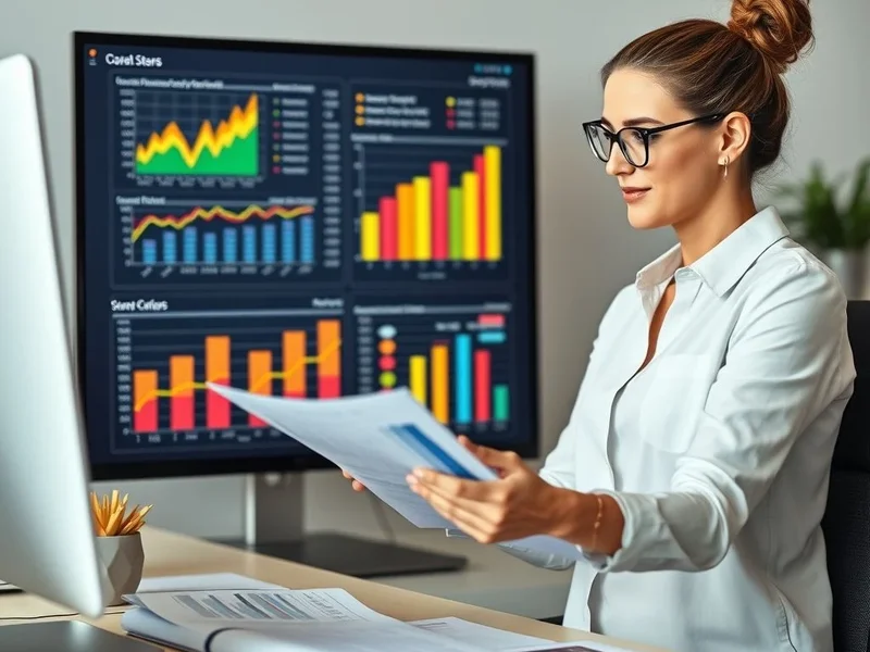 Un professionnel analysant des graphiques pour un Budget Forecast Report