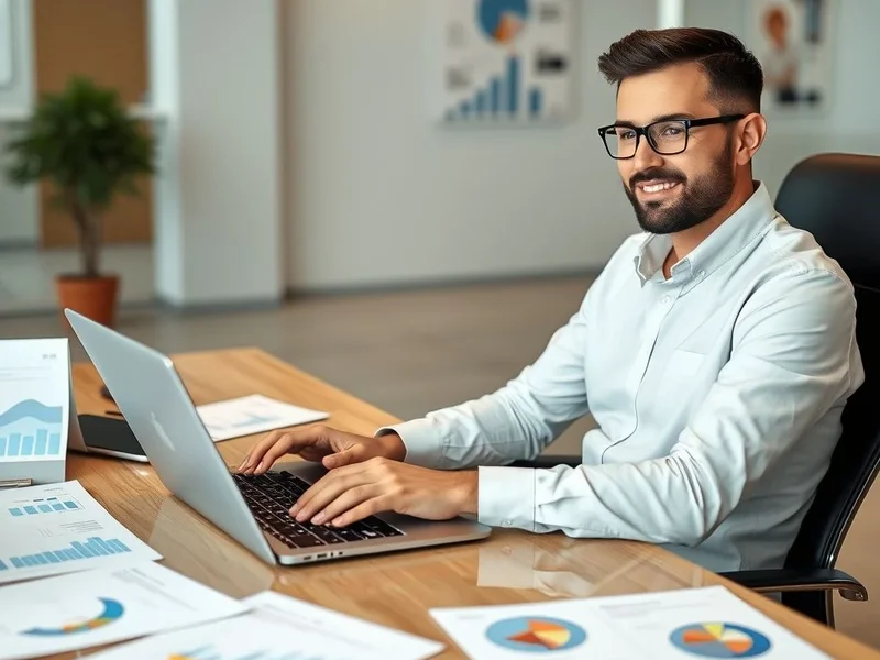 A professional writing a Project Status Report on a laptop