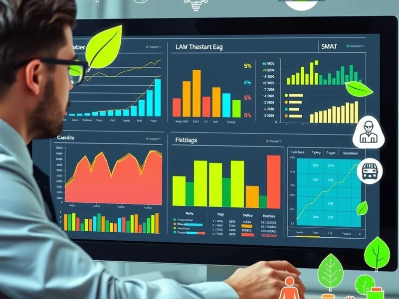 Профессионал анализирует графики и диаграммы для Sustainability Report