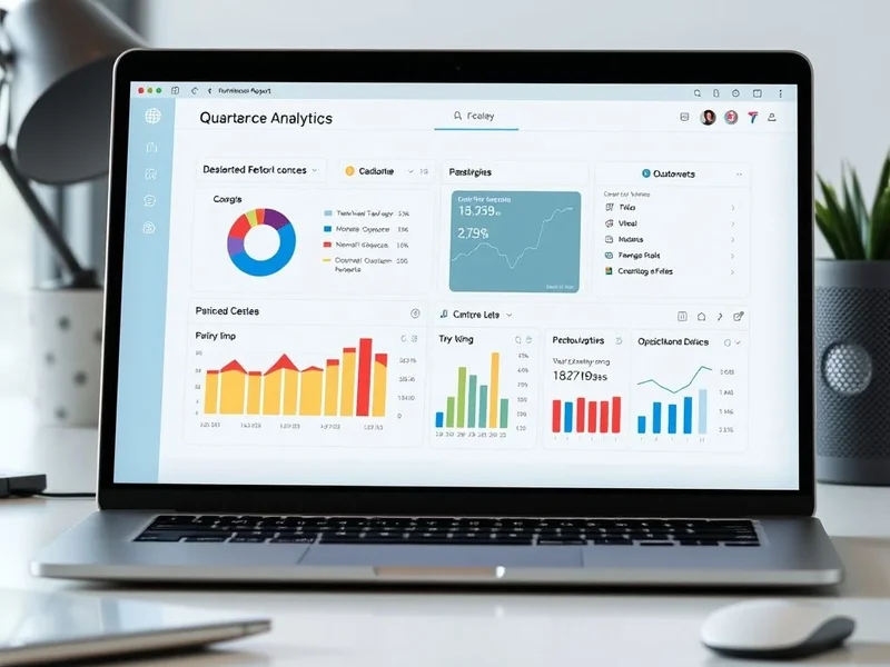 책상 위에 놓인 전문적인 Quarterly Performance Report 이미지