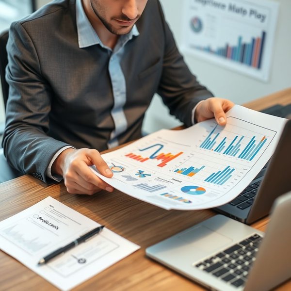 Image of a person analyzing charts and graphs for a Productivity Report
