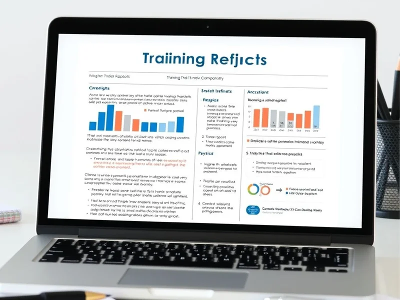 Ein Beispiel für einen professionellen Training Report auf einem Laptop-Bildschirm