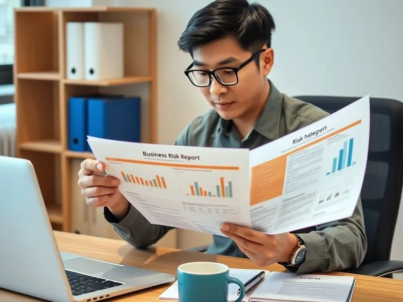 A professional analyzing charts for a Business Risk Report