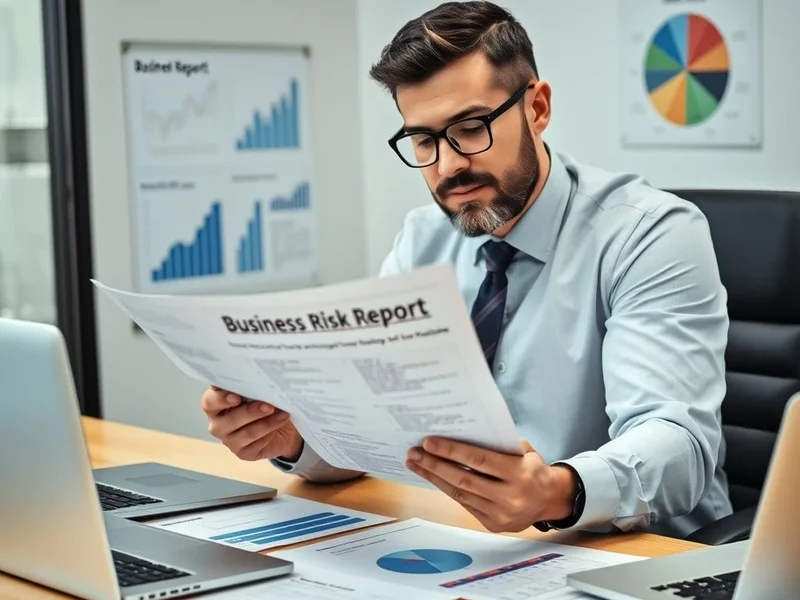 A professional analyzing charts for a Business Risk Report