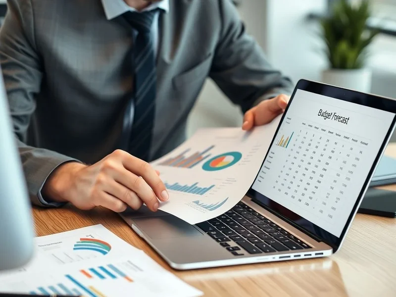 A professional analyzing charts for a Budget Forecast Report