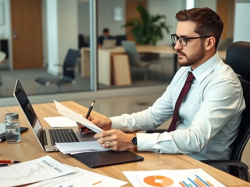 An employee writing a Department Report at their desk