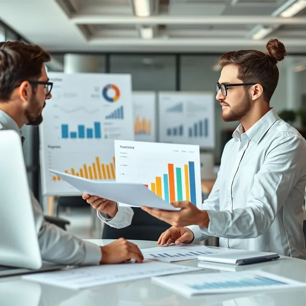 صورة لشخص يحلل مخططات ورسوم بيانية من أجل Productivity Report