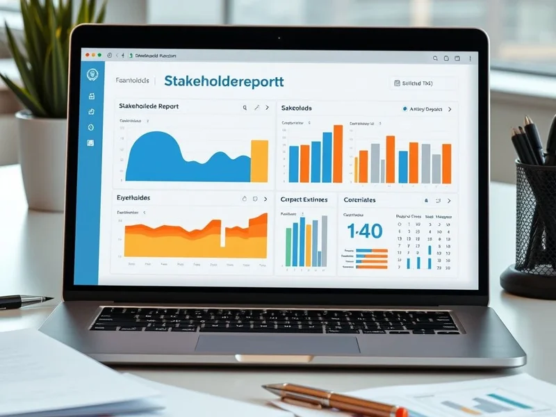 رسم بياني وقلم يُظهران العناصر الرئيسية في تقرير Stakeholder Report