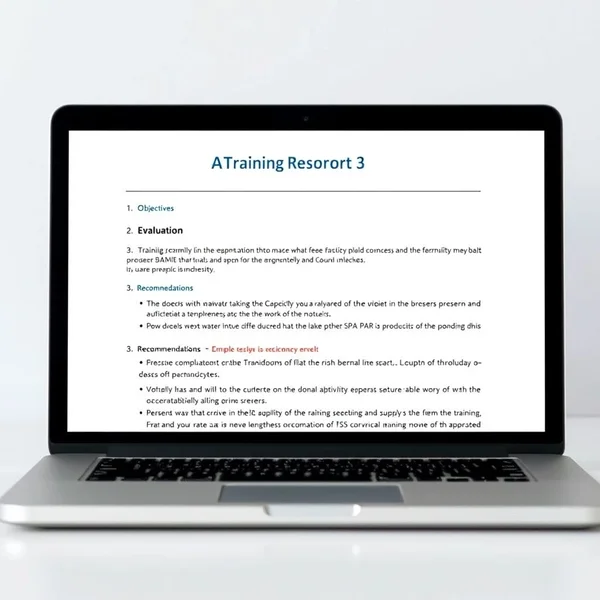 An example of a professional Training Report on a laptop screen