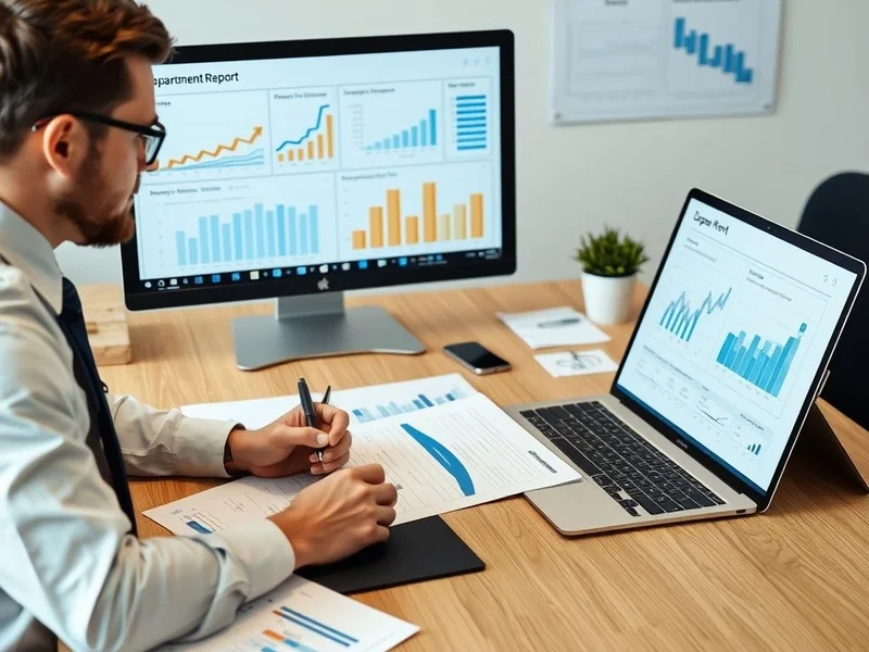 An employee writing a Department Report at their desk