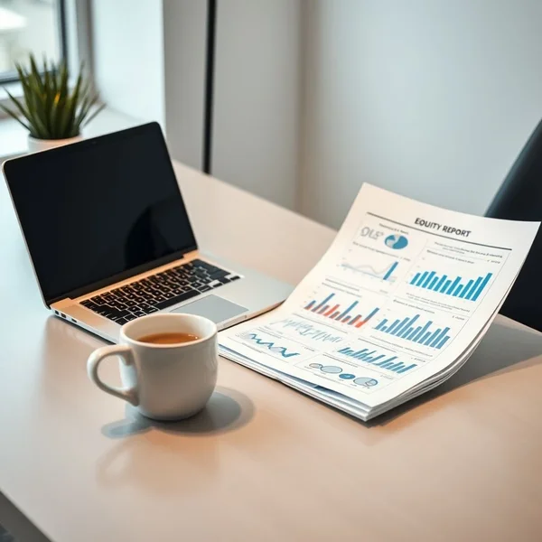 An image showing a professional Equity Report on a desk