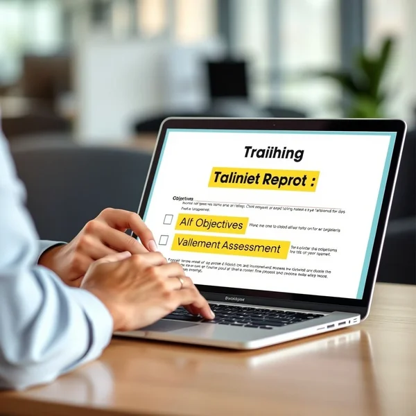 An example of a professional Training Report on a laptop screen