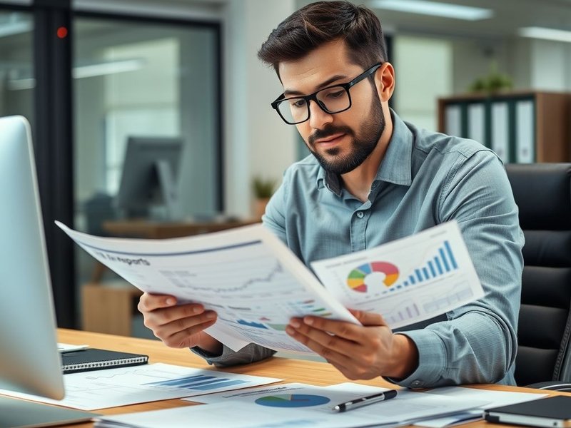 A professional analyzing charts for a Business Risk Report