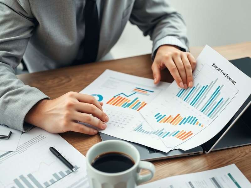 A professional analyzing charts for a Budget Forecast Report