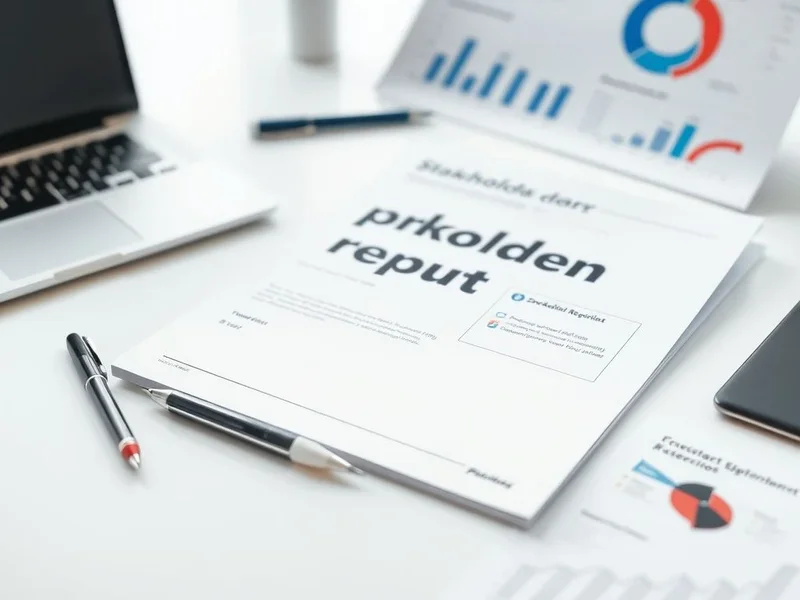 A chart and pen showing the key elements of a Stakeholder Report