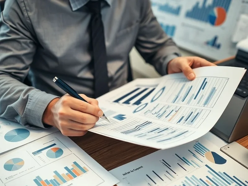 A professional analyzing charts for a Business Risk Report