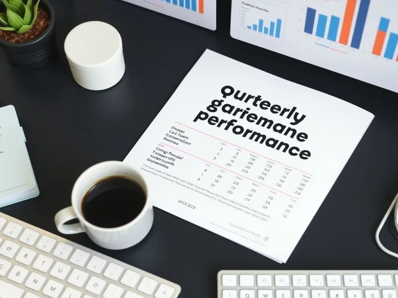 一份专业的 Quarterly Performance Report 放在办公桌上的图片