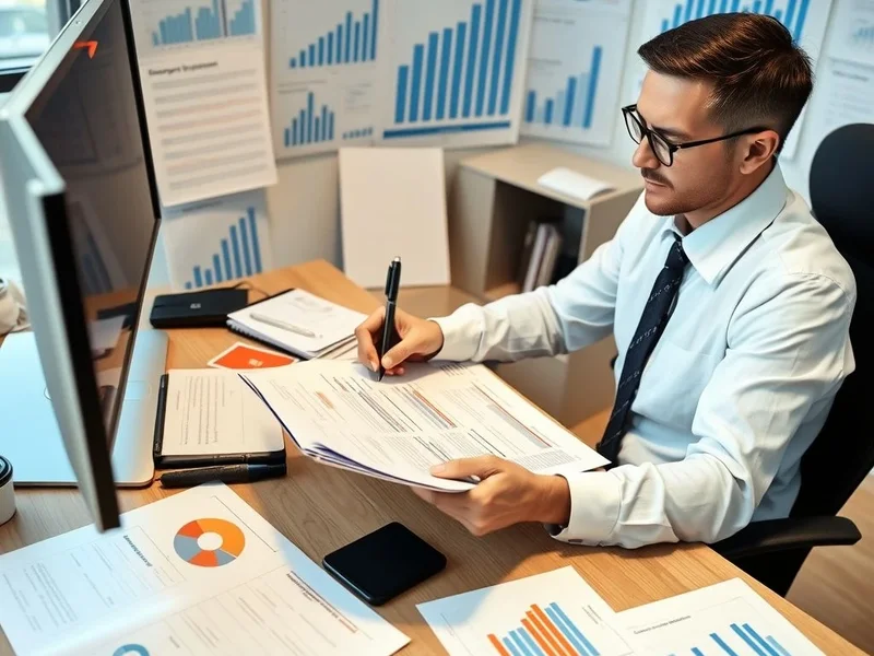 An employee writing a Department Report at their desk