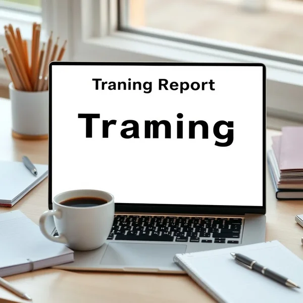 An example of a professional Training Report on a laptop screen