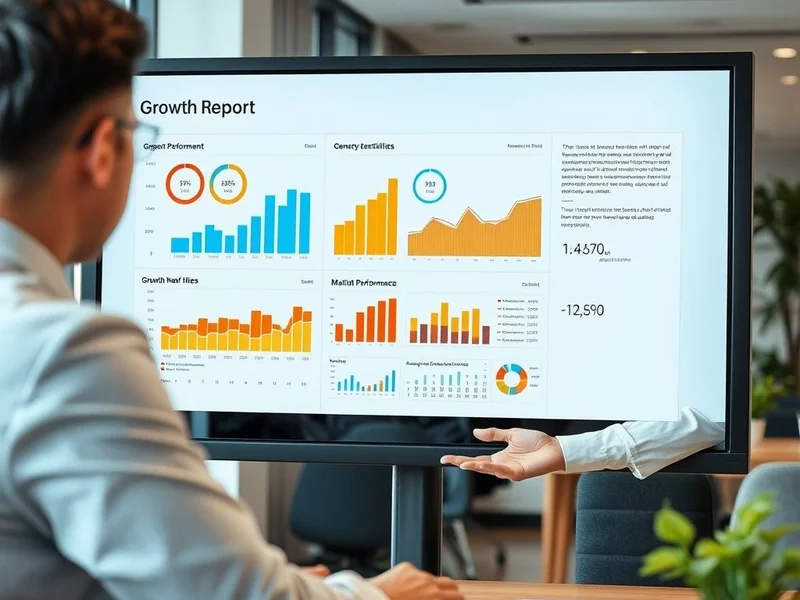 An analyst presenting a Growth Report chart