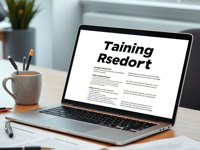 An example of a professional Training Report on a laptop screen