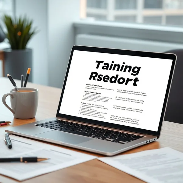 An example of a professional Training Report on a laptop screen