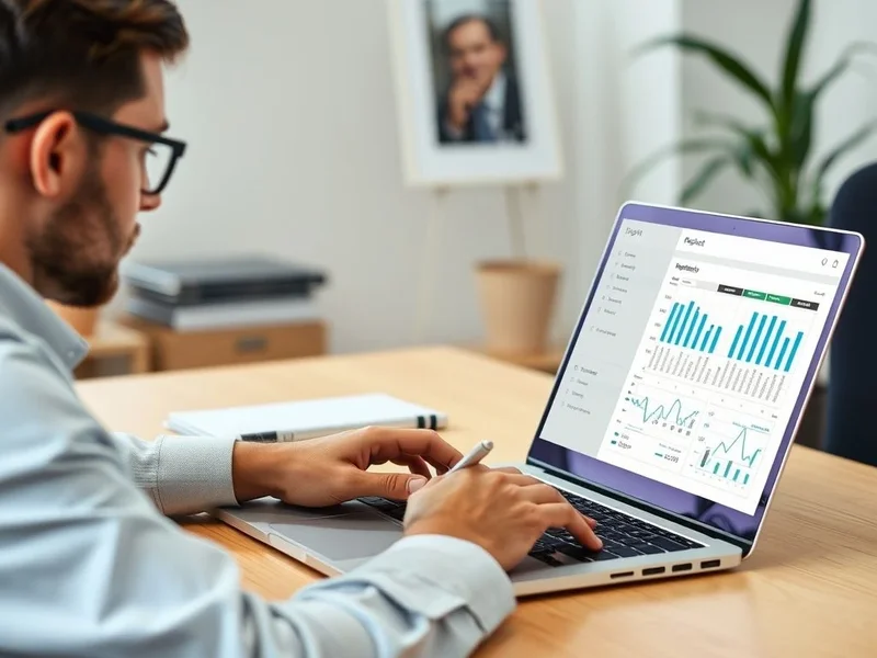 一位专业人士正在笔记本电脑上撰写Project Status Report