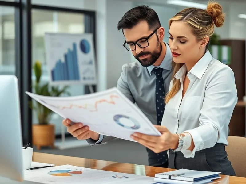 A professional analyzing charts for a Business Risk Report