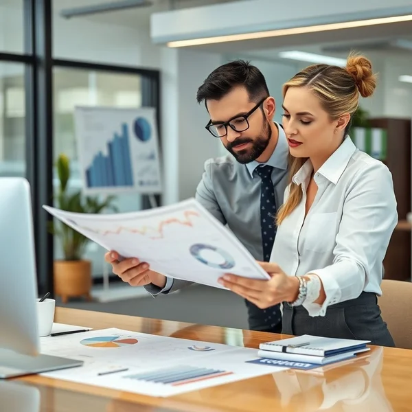 A professional analyzing charts for a Business Risk Report