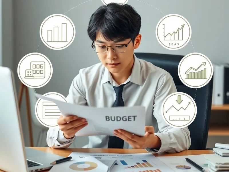 A professional analyzing charts for a Budget Forecast Report