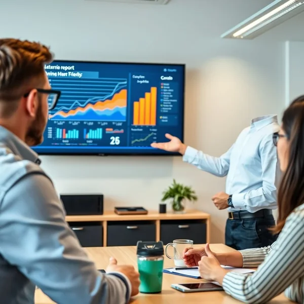 An analyst presenting a Growth Report chart