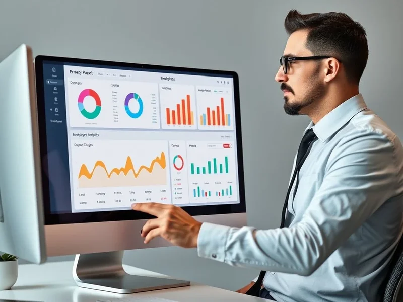 A professional analyzing a Workforce Report chart on a computer