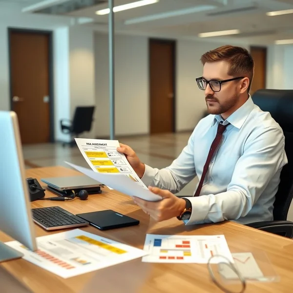 A professional reviewing a Risk Assessment Report