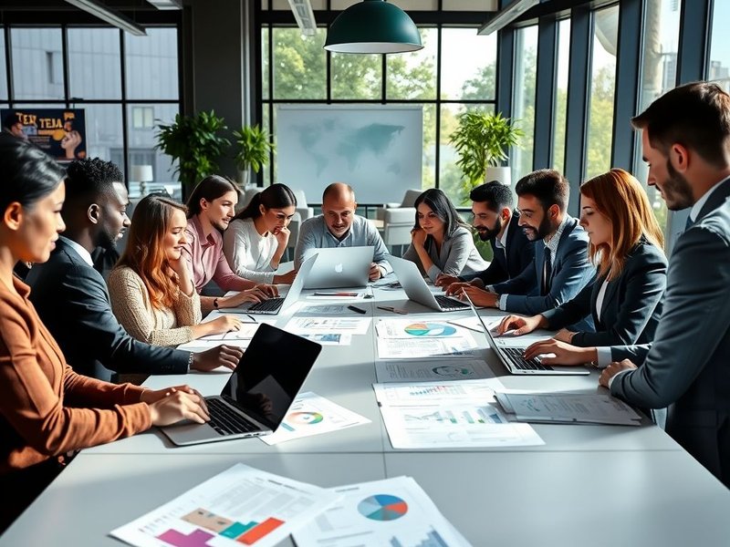 Imagen de un equipo colaborando en un informe