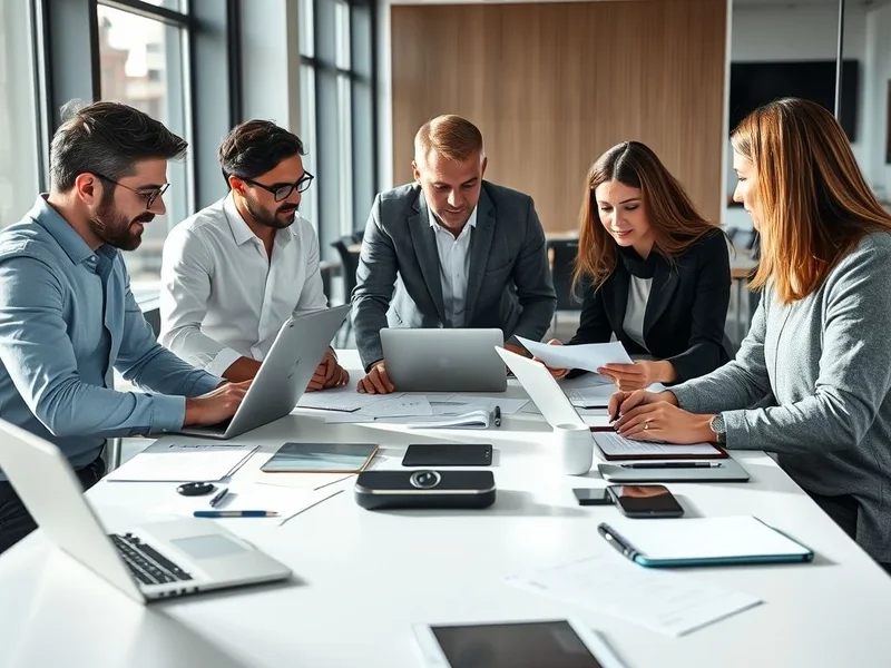 Afbeelding van een team dat samenwerkt aan een rapport